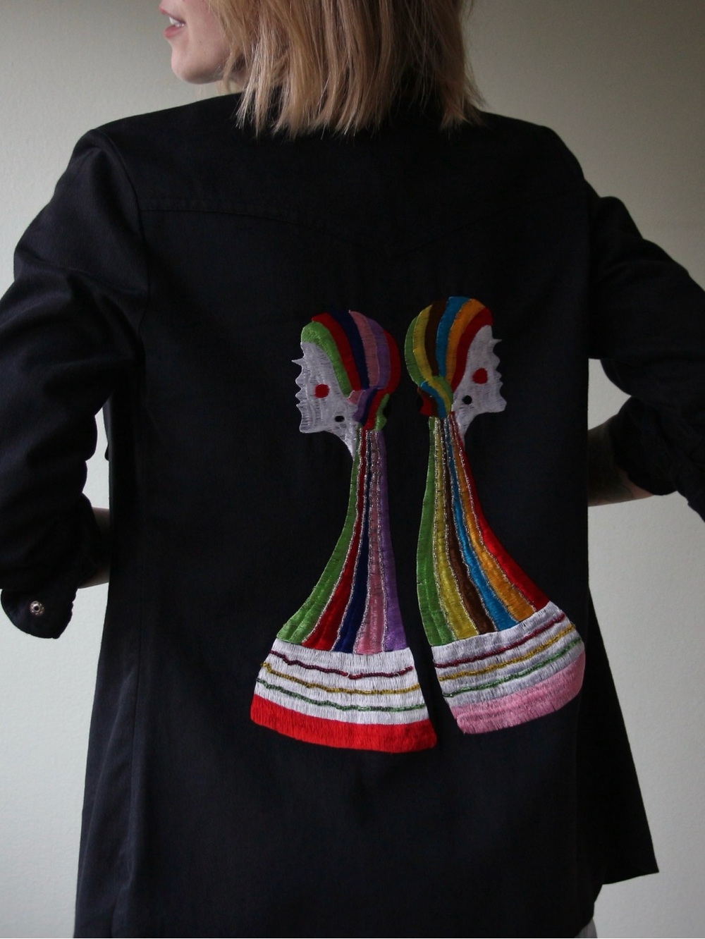 1970's Maximum Embroidered Psychedelic Western Denim Top